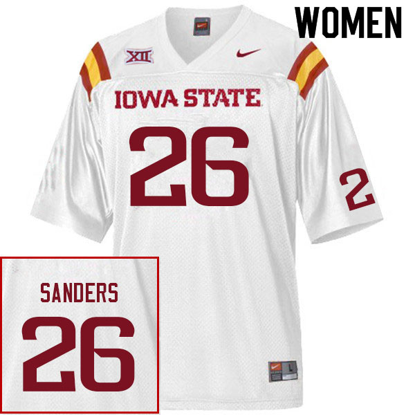 Iowa State Cyclones Women's #26 Eli Sanders Nike NCAA Authentic White College Stitched Football Jersey LR42Z53YI